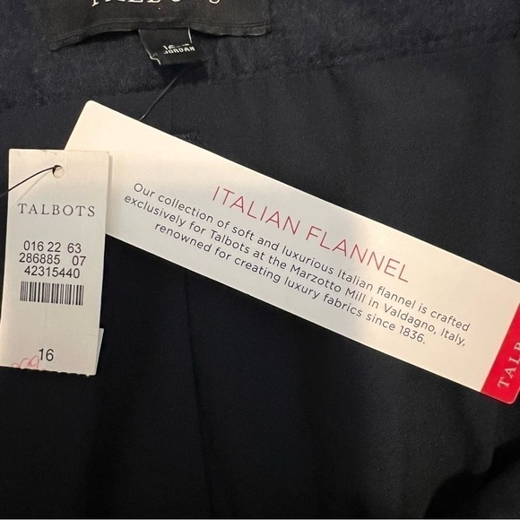 Talbots Cropped cuffed pants womens size 16 blue Italian flannel wool blend - Picture 8 of 8